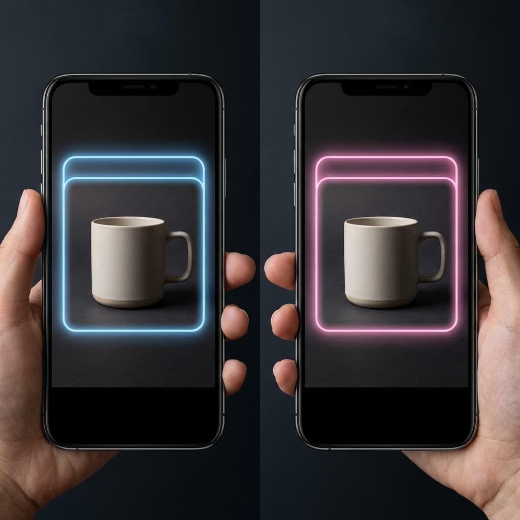 Mobile hero crop showing safe zone for product and CTA